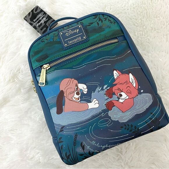Loungefly Disney Fox And The Hound Water Fight Mini Backpack - Picture 1 of 10